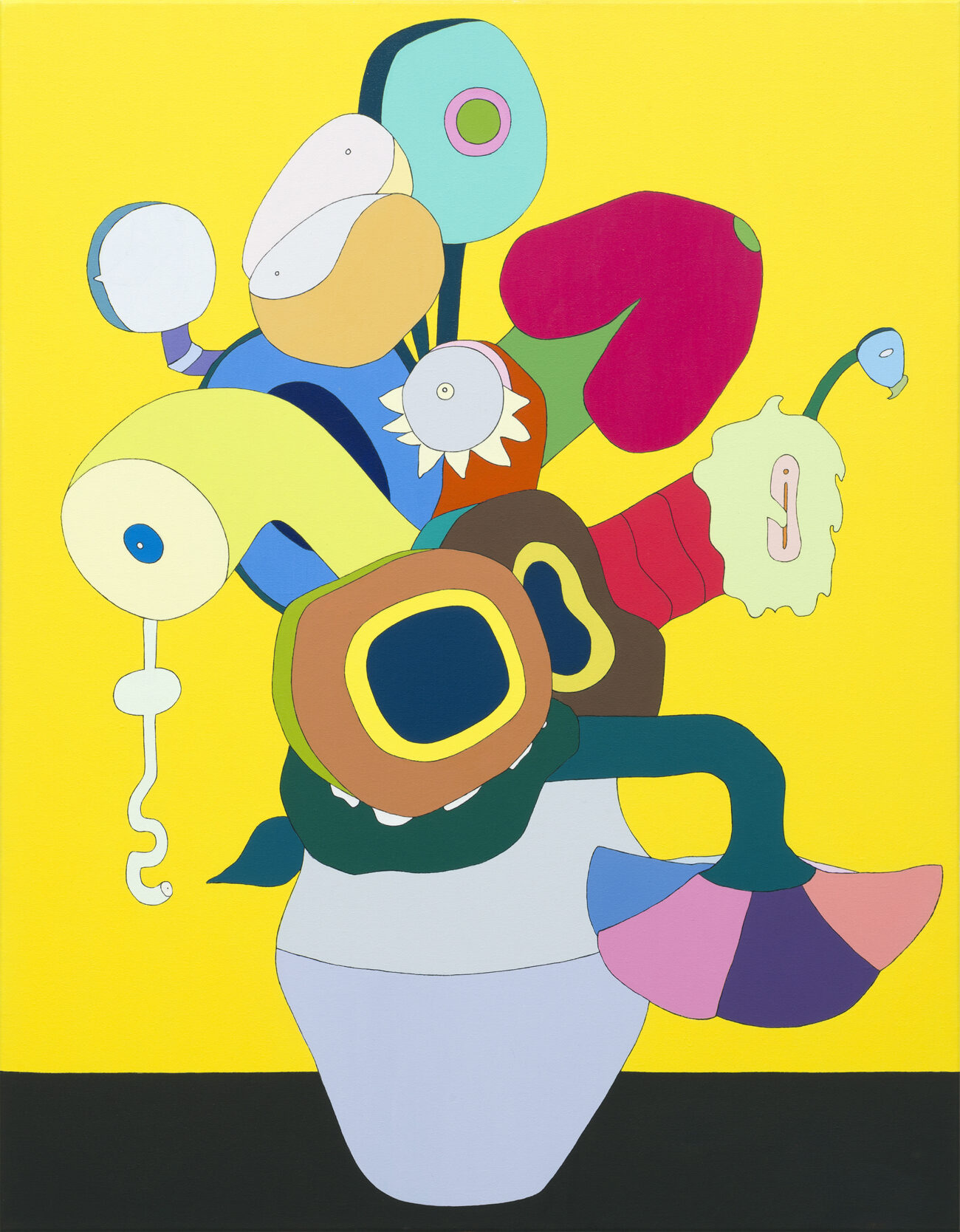 Wouter van Diessen - Vijftien zonnebloemen in een vaas VI acrylverf op linnen, 81 x 60 cm, 2014