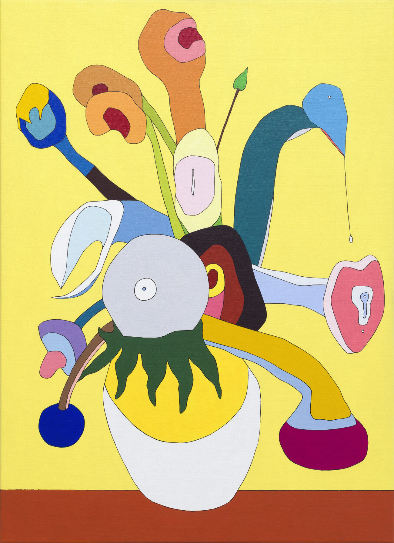 Wouter van Riessen - Vijftien zonnebloemen in een vaas VII acrylverf op linnen, 76 x 55 cm, 2014