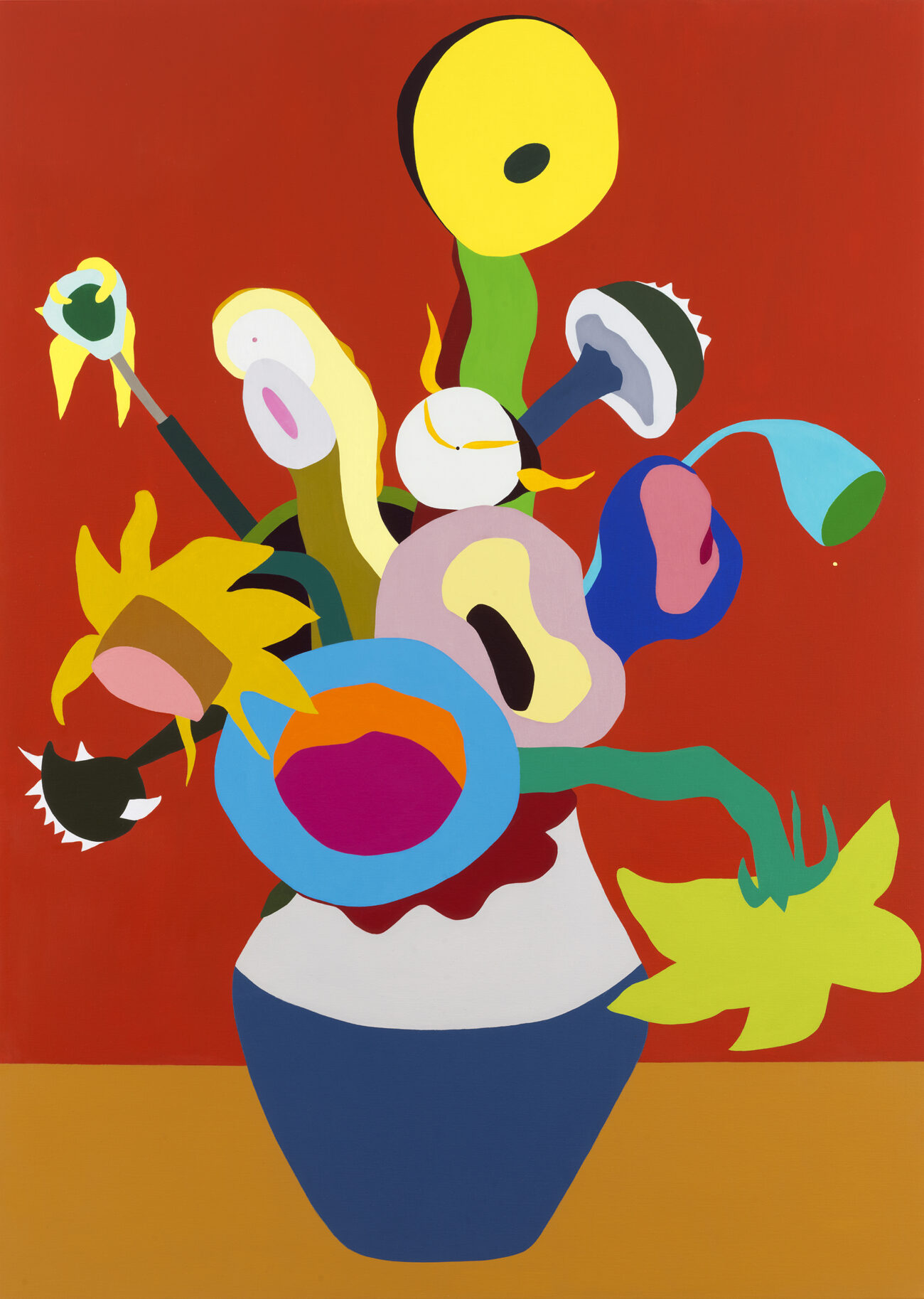 Wouter van Riessen - Vijftien zonnebloemen in een vaas XVI acrylverf op linnen, 142 x 115 cm, 2015