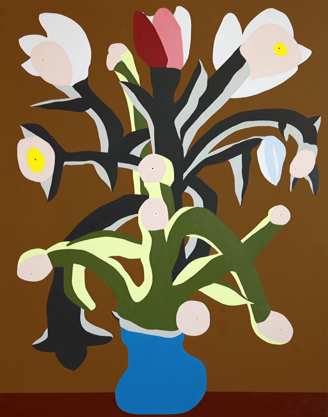 Wouter van Diessen - Vijftien zonnebloemen in een vaas XVII olieverf op linnen 152 x 119 cm, 2015
