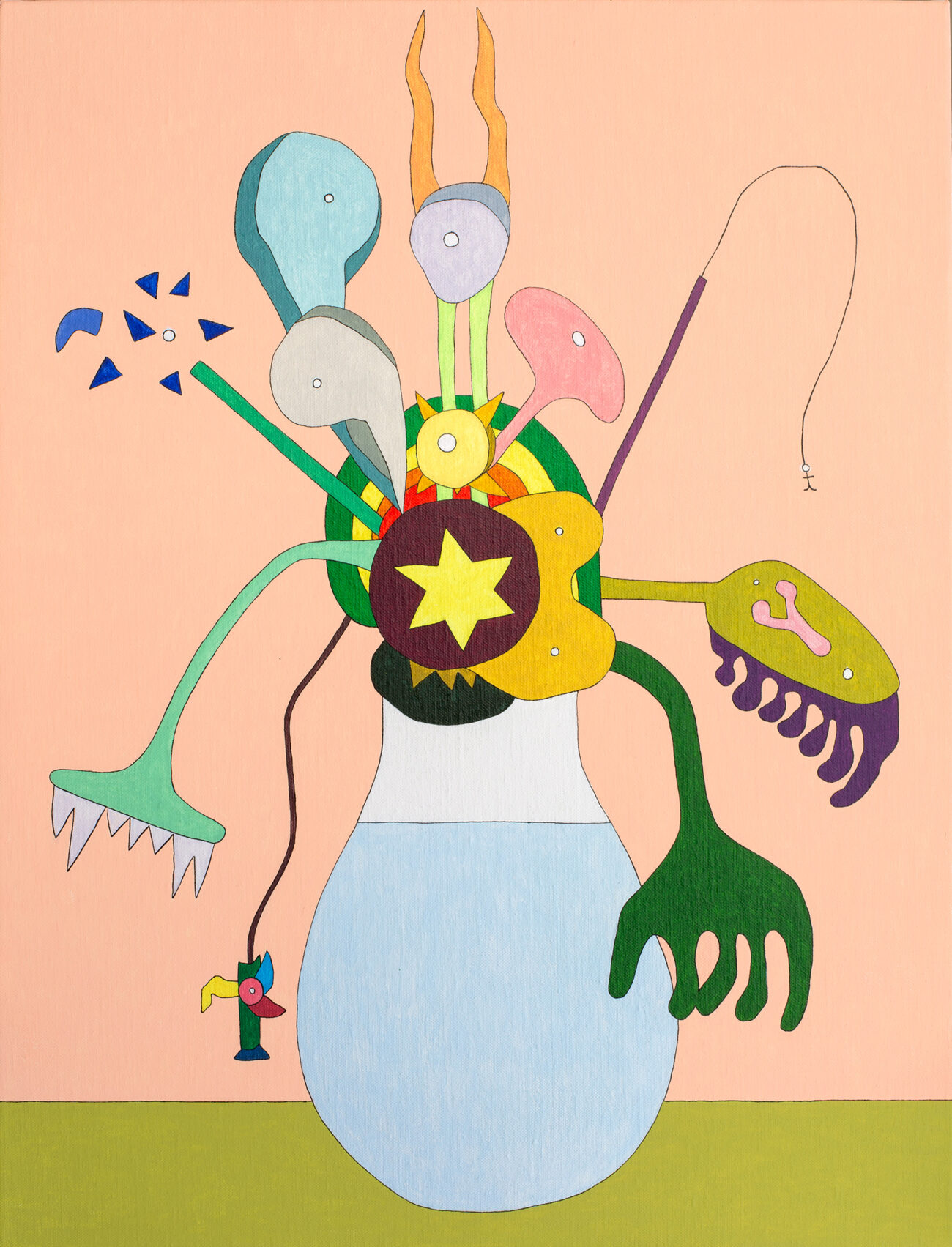 Wouter van Riessen - Vijftien zonnebloemen in een vaas XXXI acrylverf op linnen, 55 x 42 cm, 2023