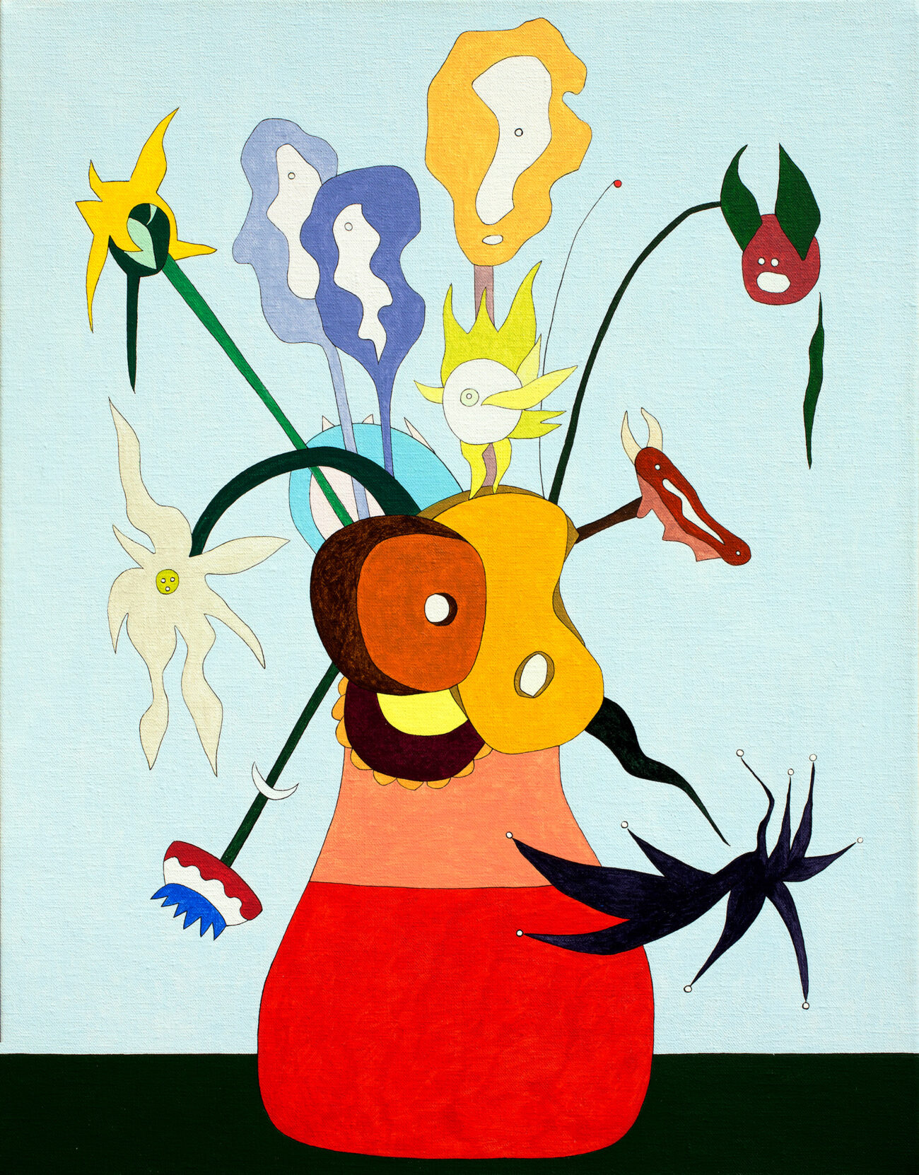 Wouter van Riessen - Vijftien zonnebloemen in een vaas XXXII acrylverf op linnen, 55 x 43 cm, 2024