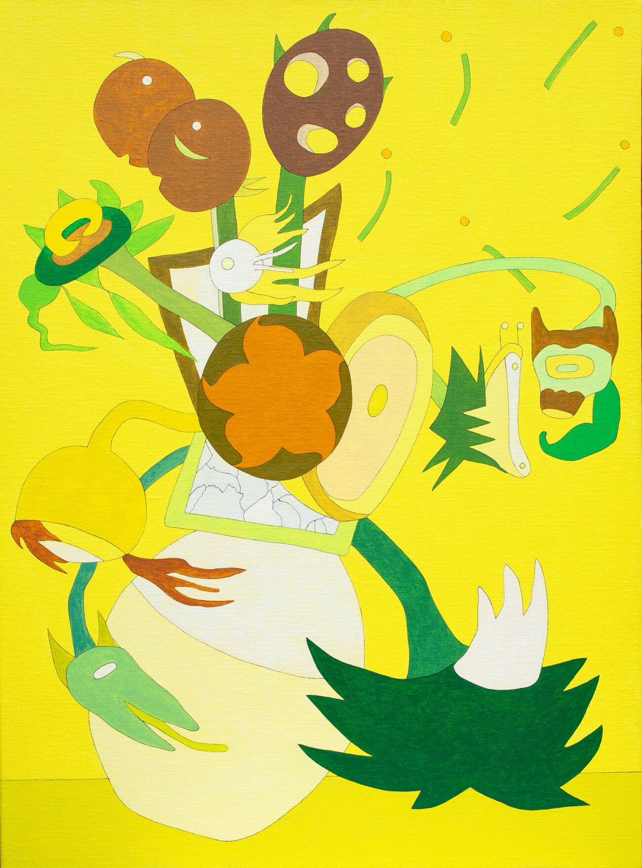 Wouter van Riessen - Vijftien zonnebloemen in een vaas XXXV acrylverf op linnen, 63 x 47 cm, 2025